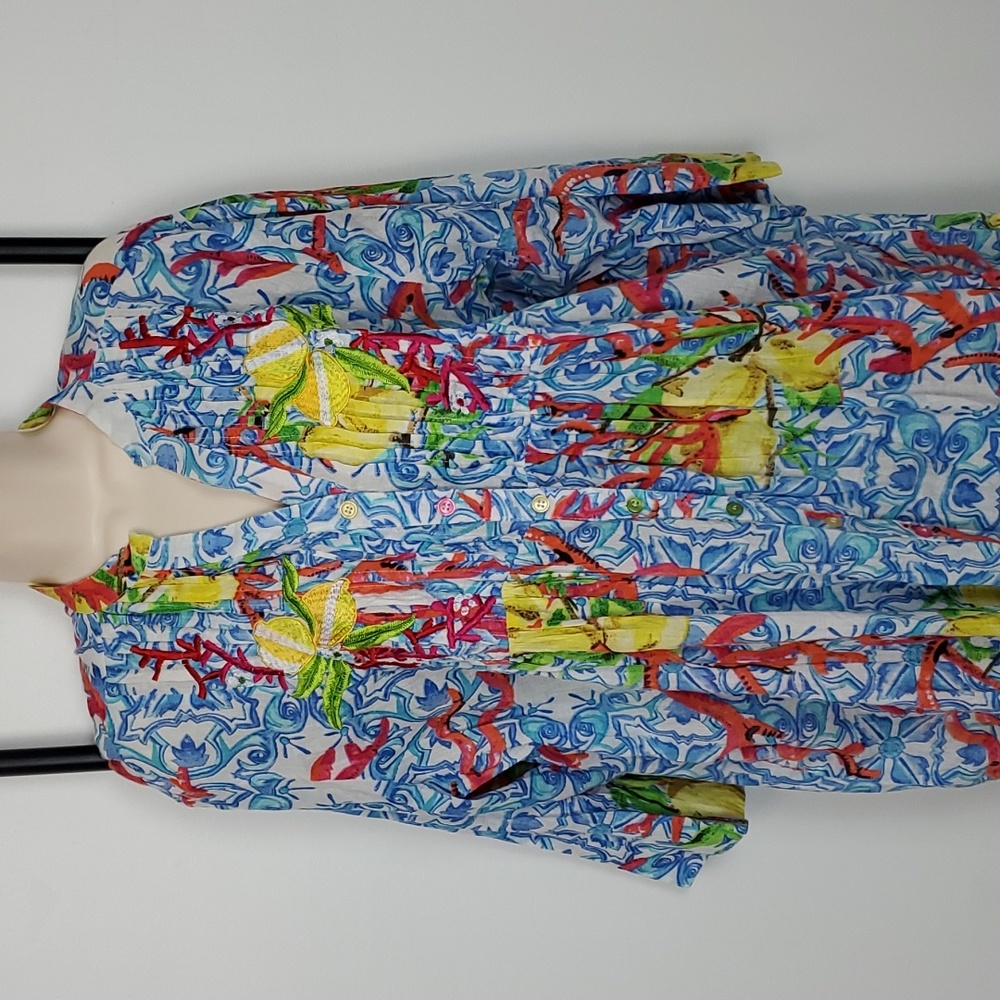 Anticancer Santoria by Giacomo Cinque Shirt Buttons Dress Tunic Embroider Size L